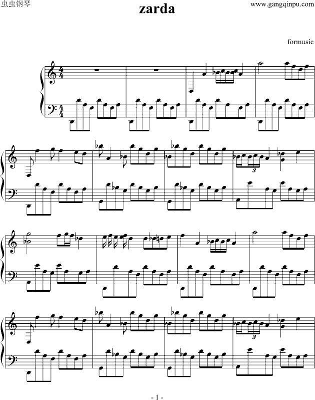 zarda钢琴曲谱（图1）