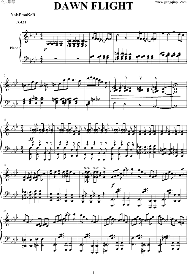 DAWN FLIGHT钢琴曲谱（图1）