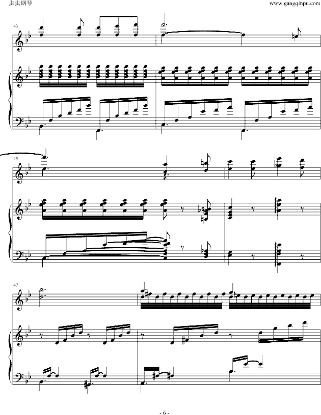 乘着歌声的翅膀（伴奏兼难度版）钢琴曲谱（图6）