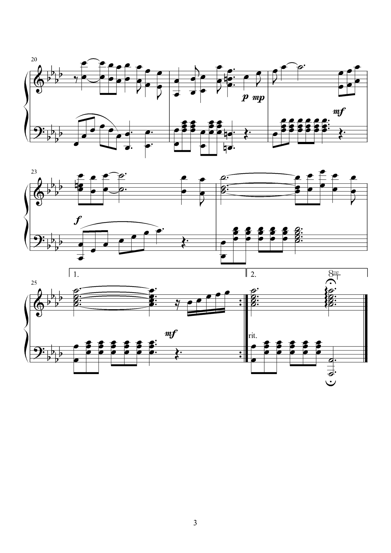 泪的小雨钢琴曲谱（图3）