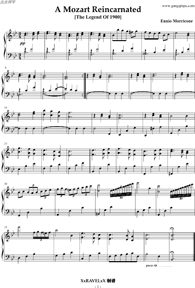 A Mozart Reincarnated钢琴曲谱（图1）