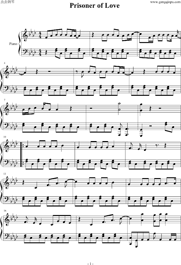Prisoner of Love钢琴曲谱（图1）