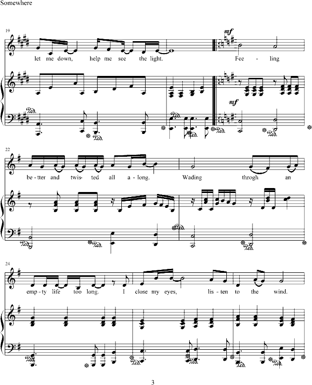 somewhere钢琴曲谱（图3）