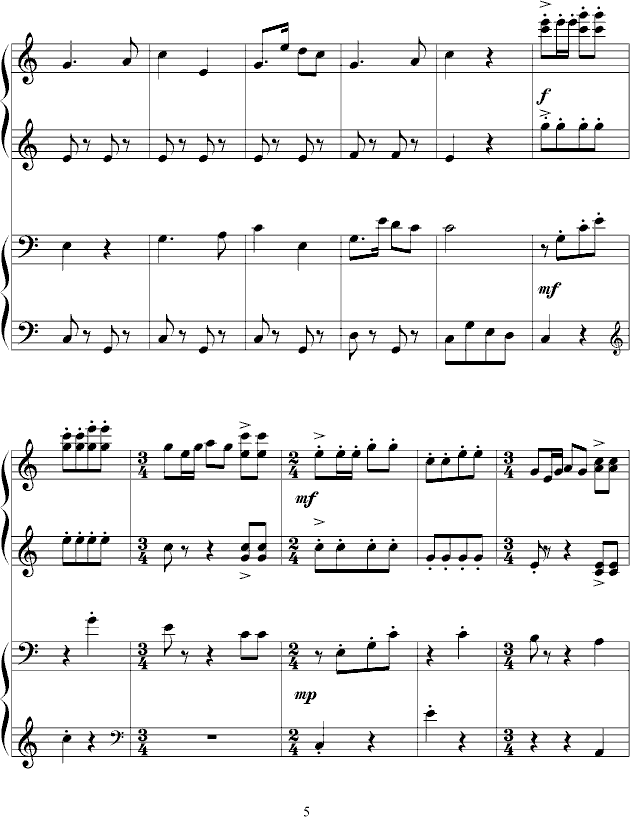 黄河 四手联弹 简单钢琴曲谱（图5）