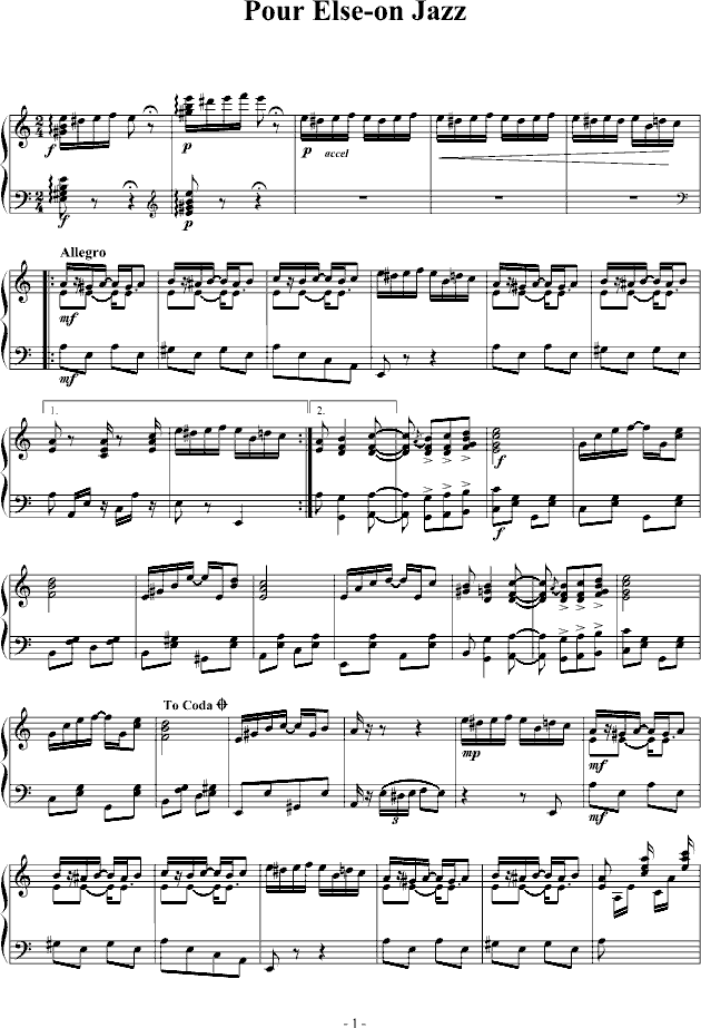 献给爱丽丝-爵士版钢琴曲谱（图1）