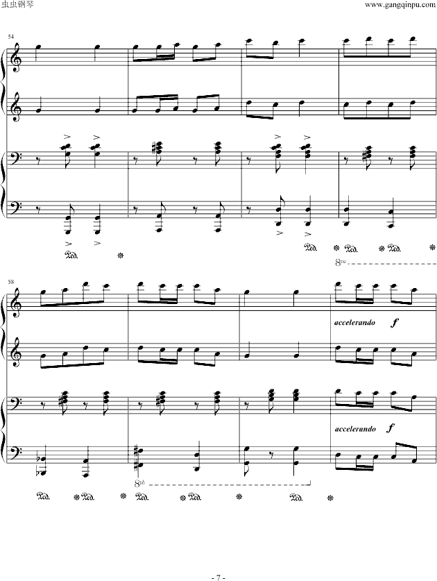 湖北民歌(四手)钢琴曲谱（图7）