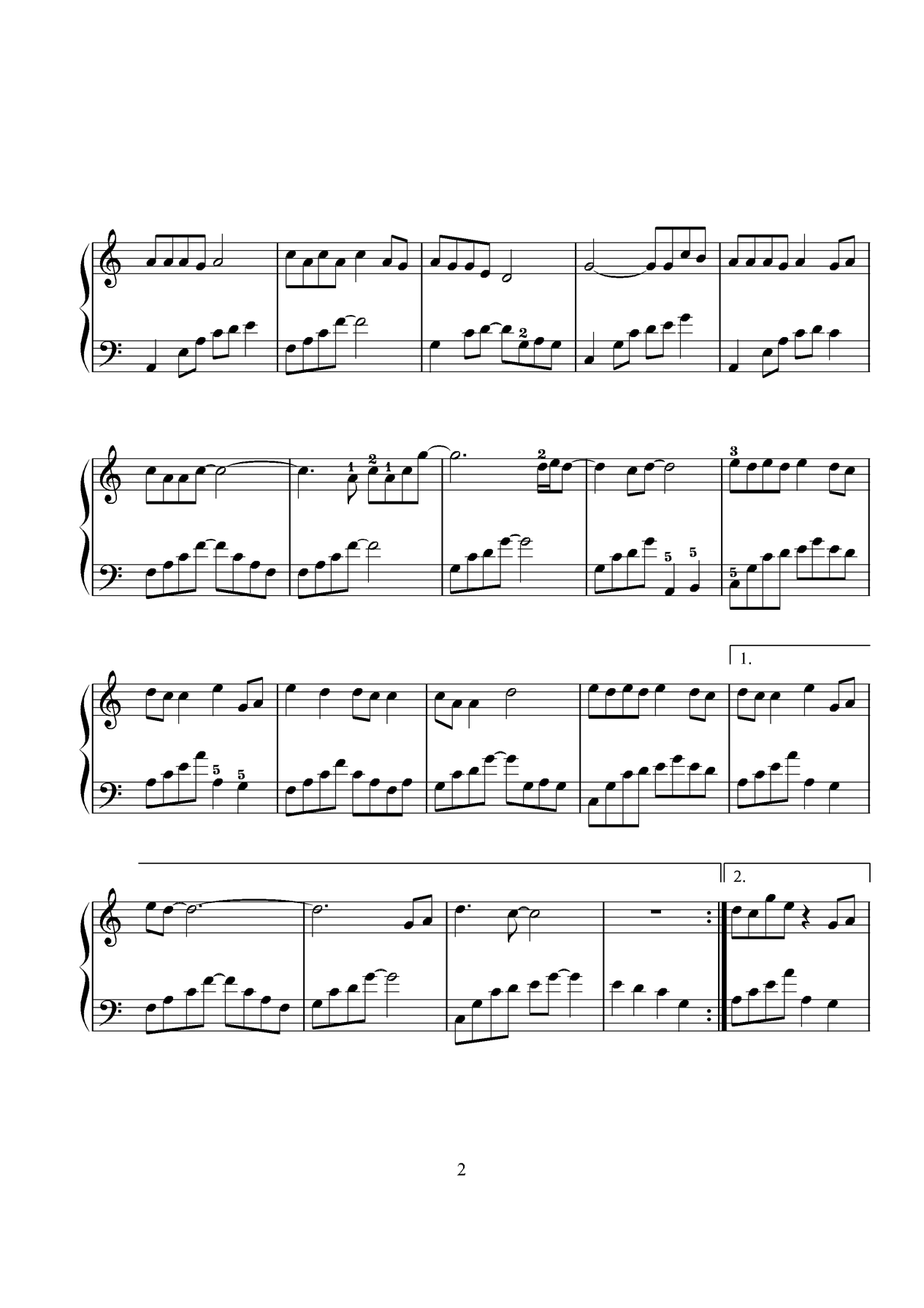 猪之歌钢琴曲谱（图2）
