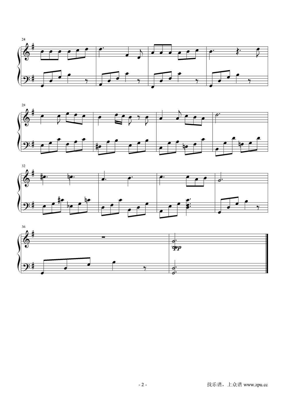 Auf Fluegeln des Gesan钢琴曲谱（图2）