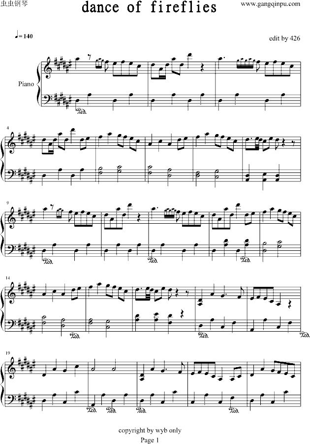 dance of fireflies钢琴曲谱（图1）