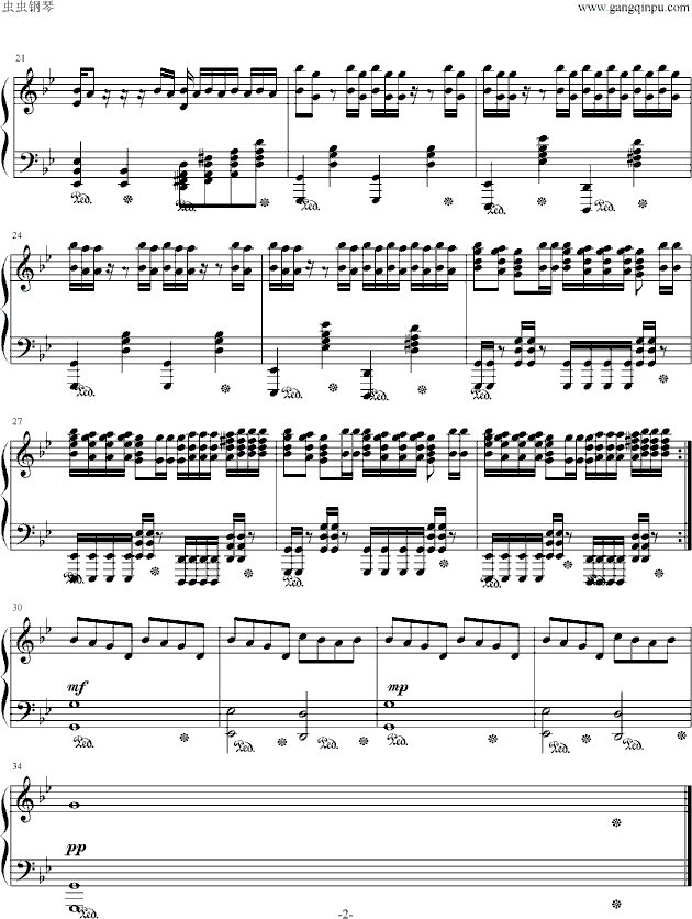 梦之安魂曲（纯钢琴版）钢琴曲谱（图2）