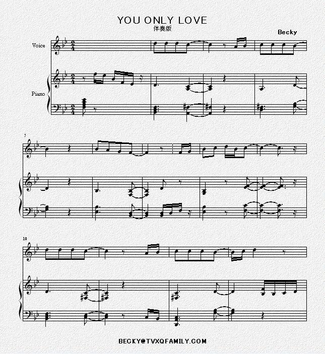 You Only Love(伴奏版)钢琴曲谱（图1）