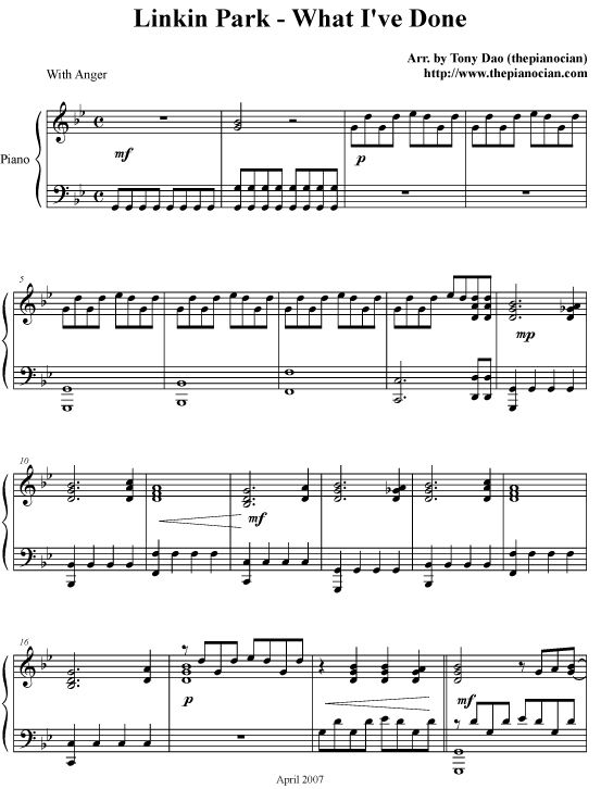 what I`ve done钢琴曲谱（图1）