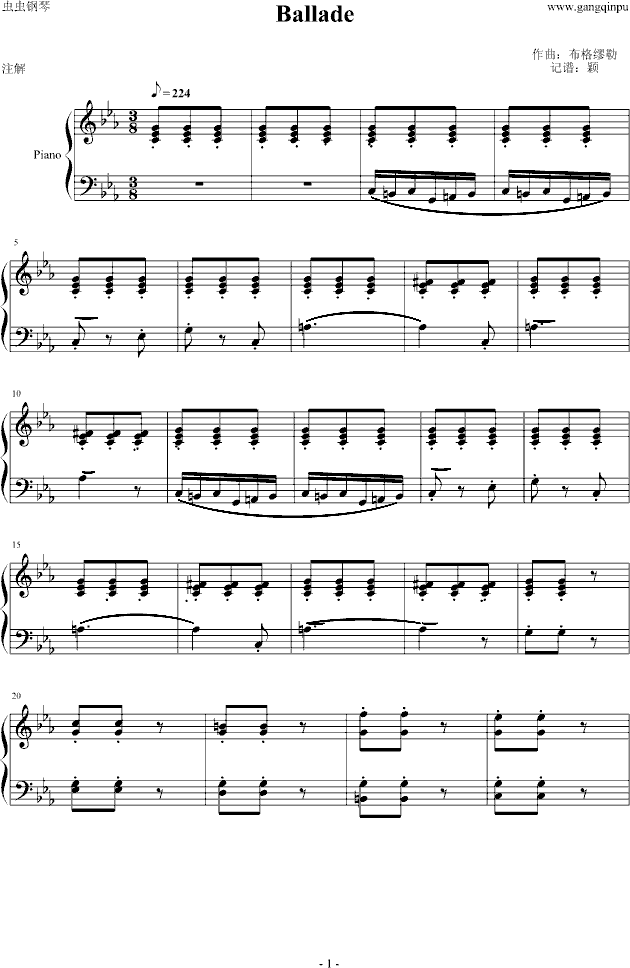 Ballade-布格缪勒钢琴曲谱（图1）