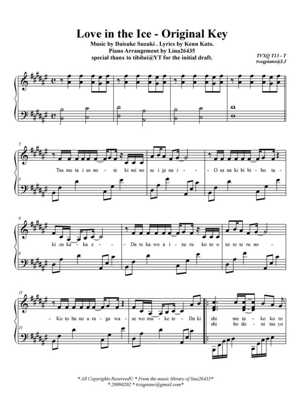 Love In The Ice -Original Key钢琴曲谱（图1）