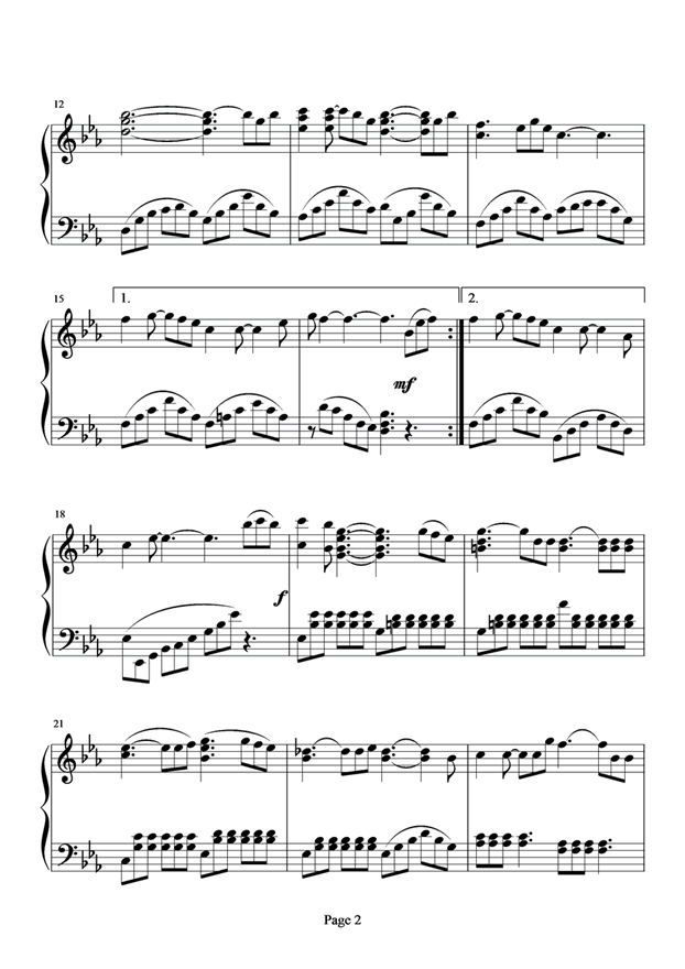 再见我的爱人钢琴曲谱（图2）