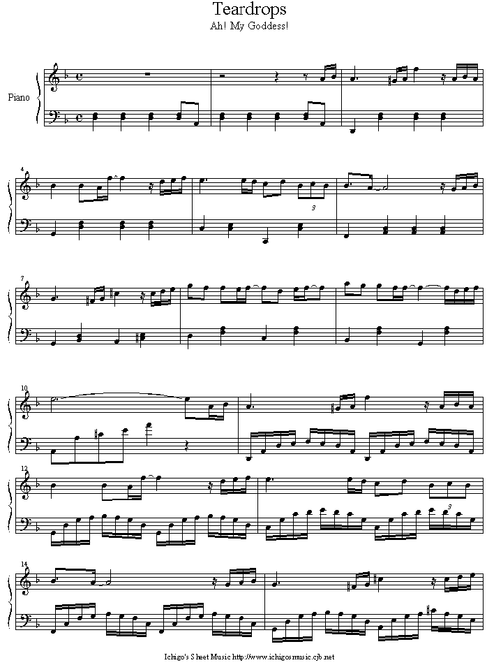 teardrops钢琴曲谱（图1）