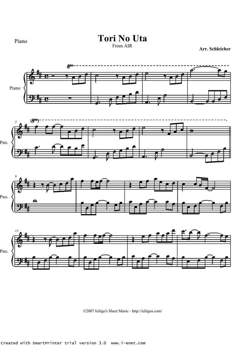 Air - Tori No Uta钢琴曲谱（图1）