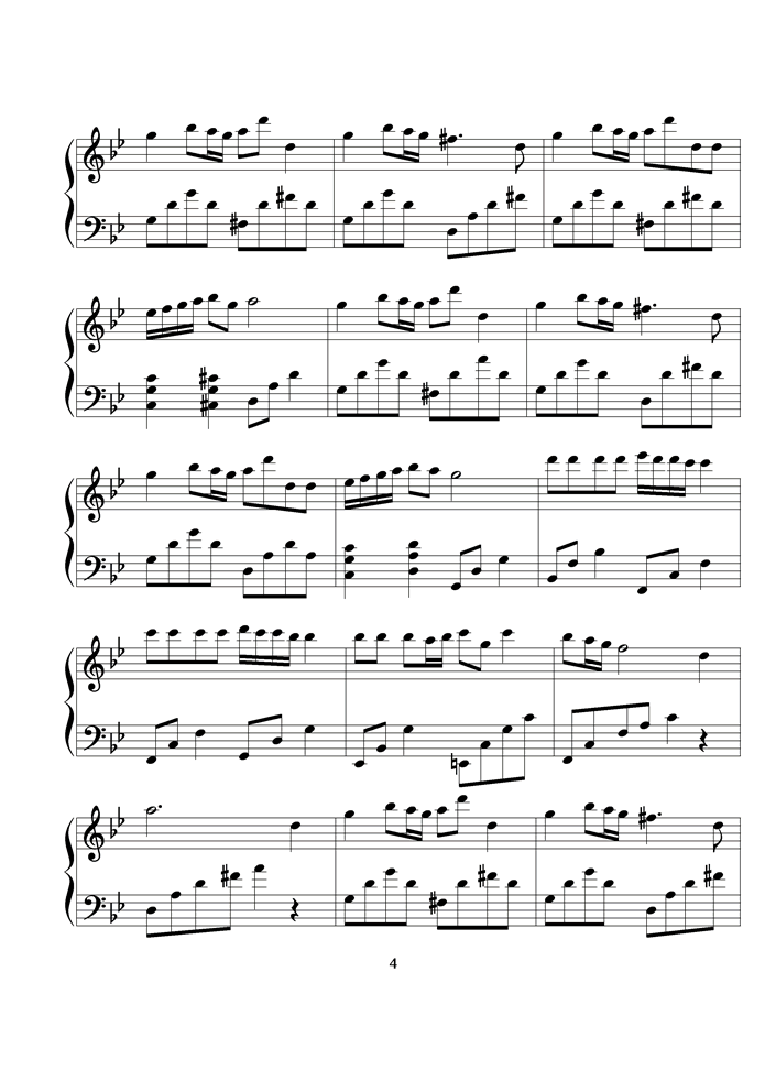 风之谷钢琴曲谱（图4）