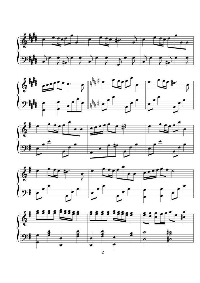 风之谷钢琴曲谱（图2）