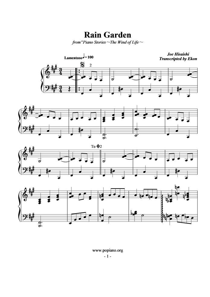 Rain Garden钢琴曲谱（图1）