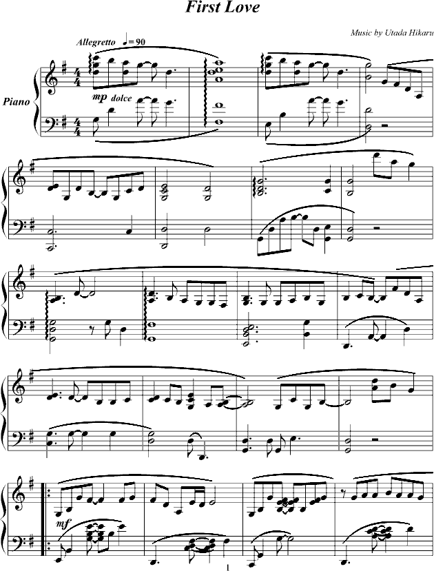 first love钢琴曲谱（图1）