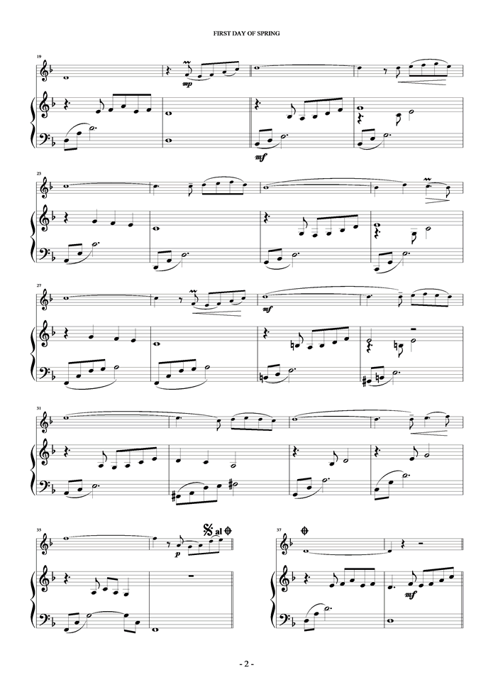 First Day Of Spring钢琴曲谱（图2）