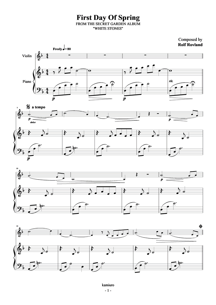First Day Of Spring钢琴曲谱（图1）