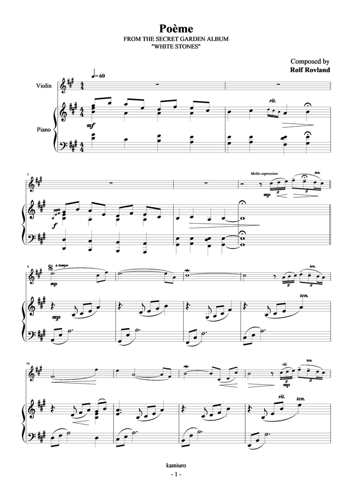 Poème钢琴曲谱（图1）
