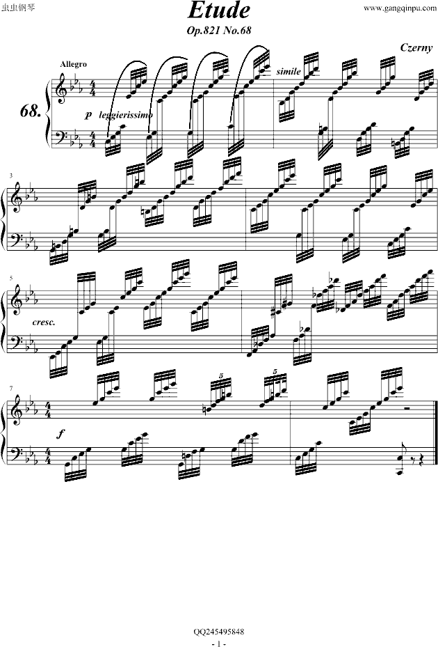 车尔尼821钢琴曲谱（图1）