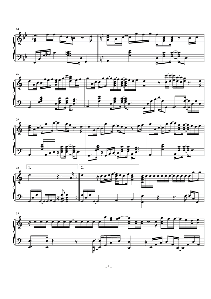 重力钢琴曲谱（图3）