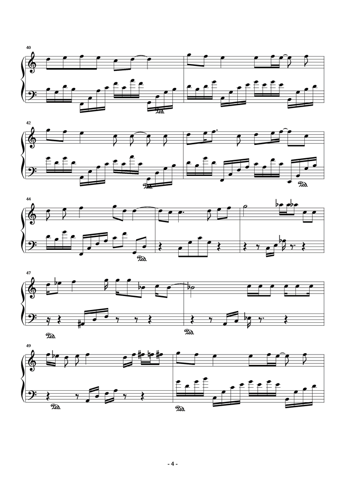 仰望星空-C调钢琴曲谱（图4）