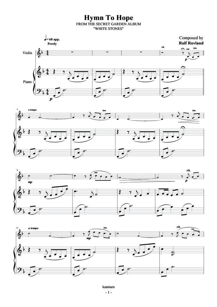 Hymn To Hope钢琴曲谱（图1）