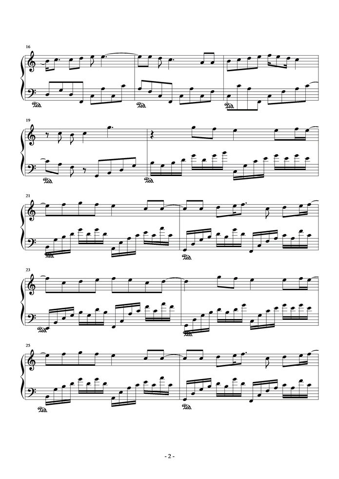 仰望星空-C调钢琴曲谱（图2）