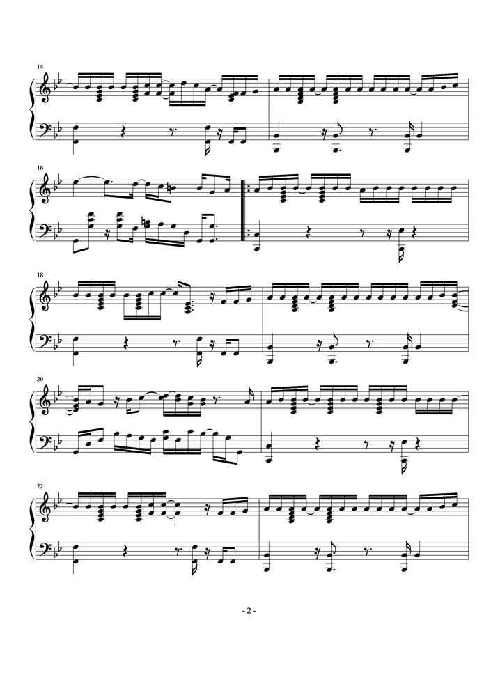 重力钢琴曲谱（图2）
