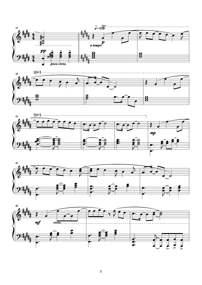 人魚第三章钢琴曲谱（图3）