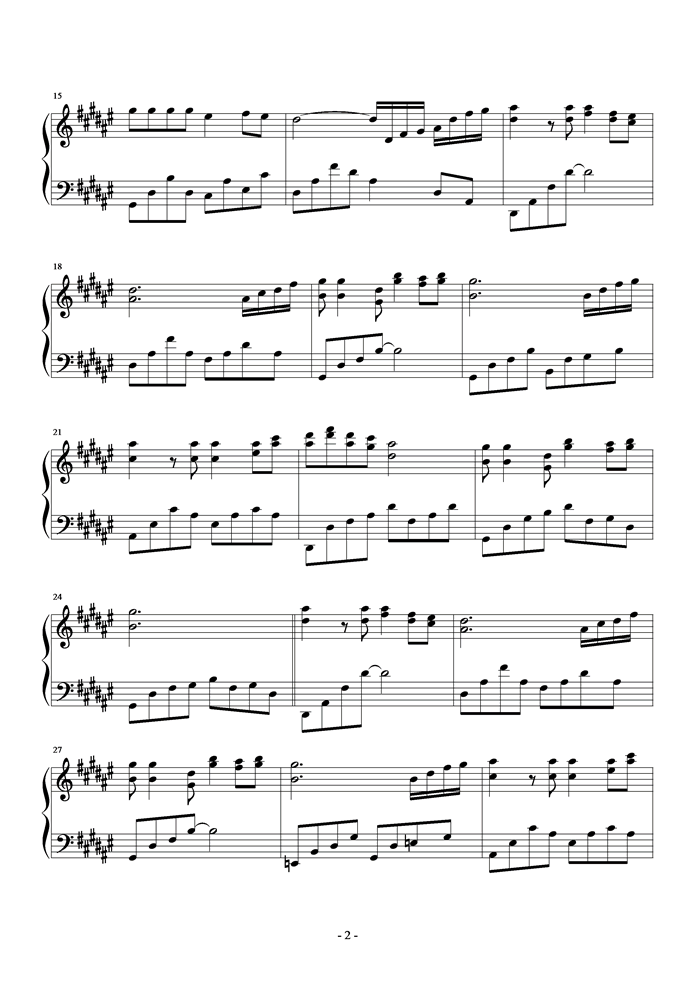 汤潮-狼爱上羊(演奏版)钢琴曲谱（图2）