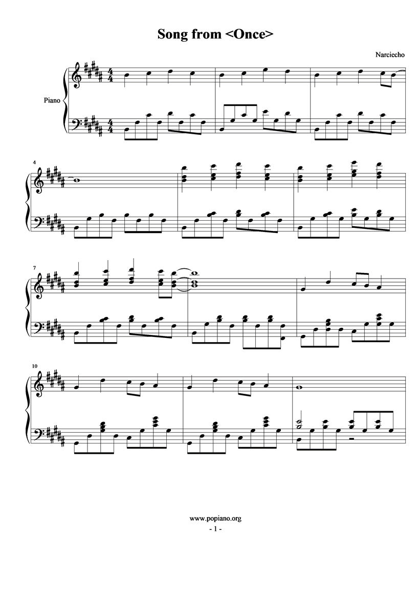 once钢琴曲谱（图1）