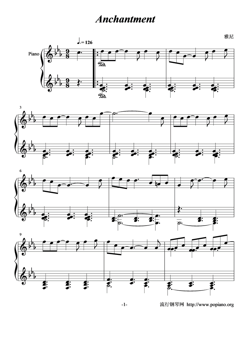 Anchantment钢琴曲谱（图1）