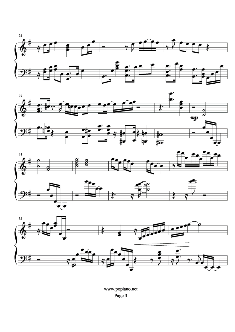 《圣斗士星矢》天马梦想钢琴曲谱（图3）