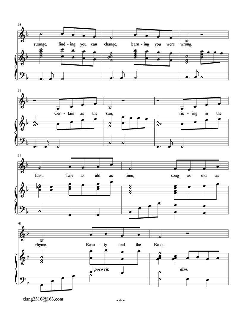 BEAUY AND THE BEAST钢琴曲谱（图4）