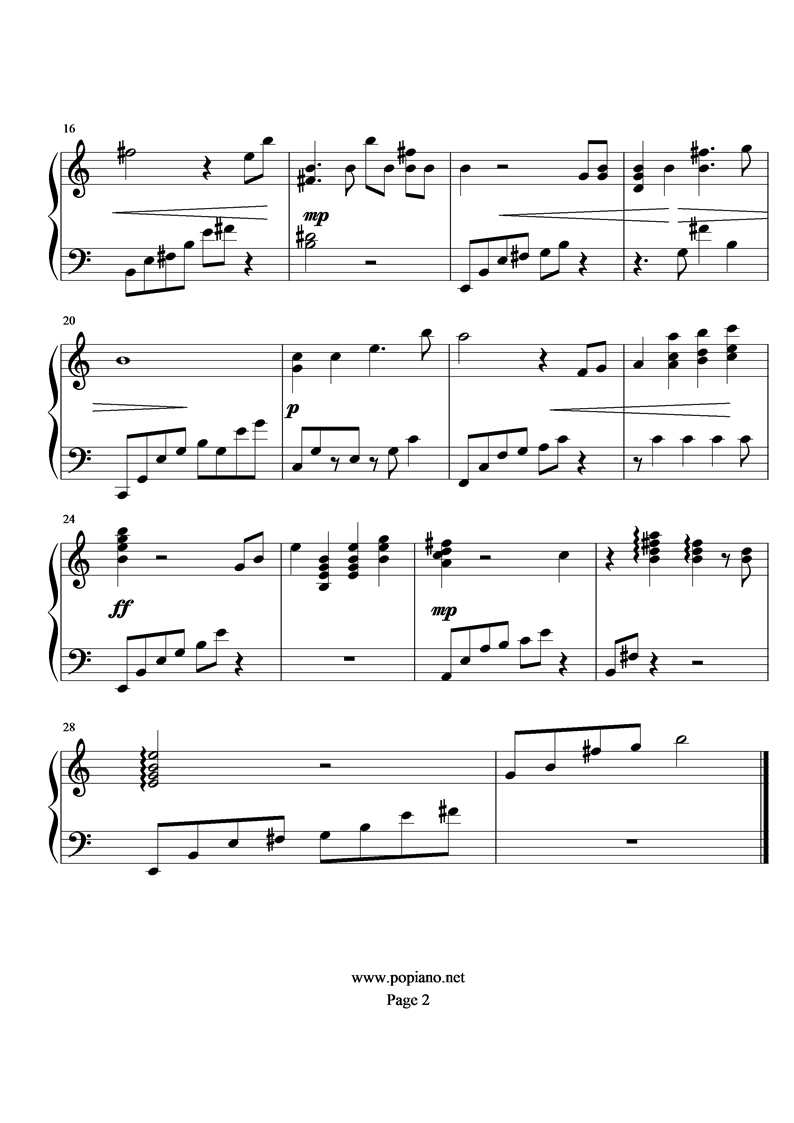 《圣斗士星矢》悲伤回忆钢琴曲谱（图2）