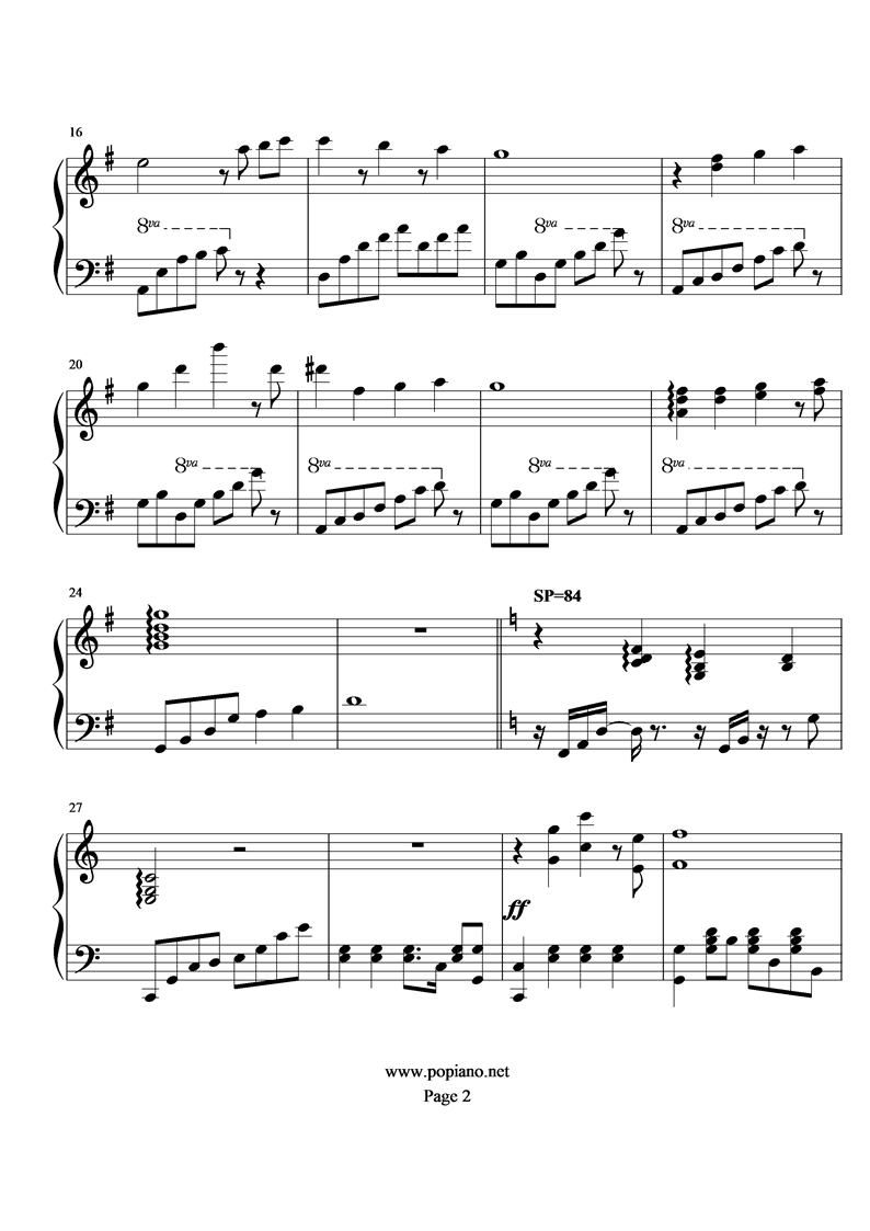 《圣斗士星矢》第七感钢琴曲谱（图2）