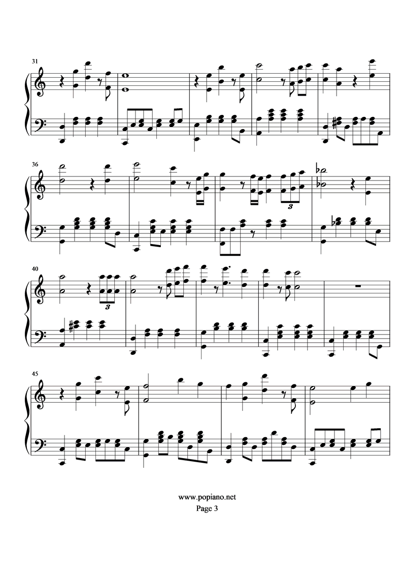 《圣斗士星矢》第七感钢琴曲谱（图3）