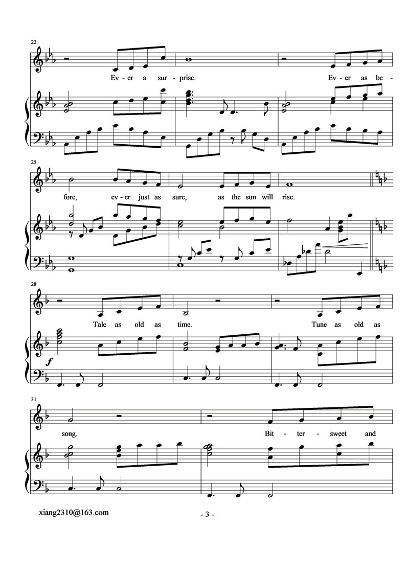 BEAUY AND THE BEAST钢琴曲谱（图3）
