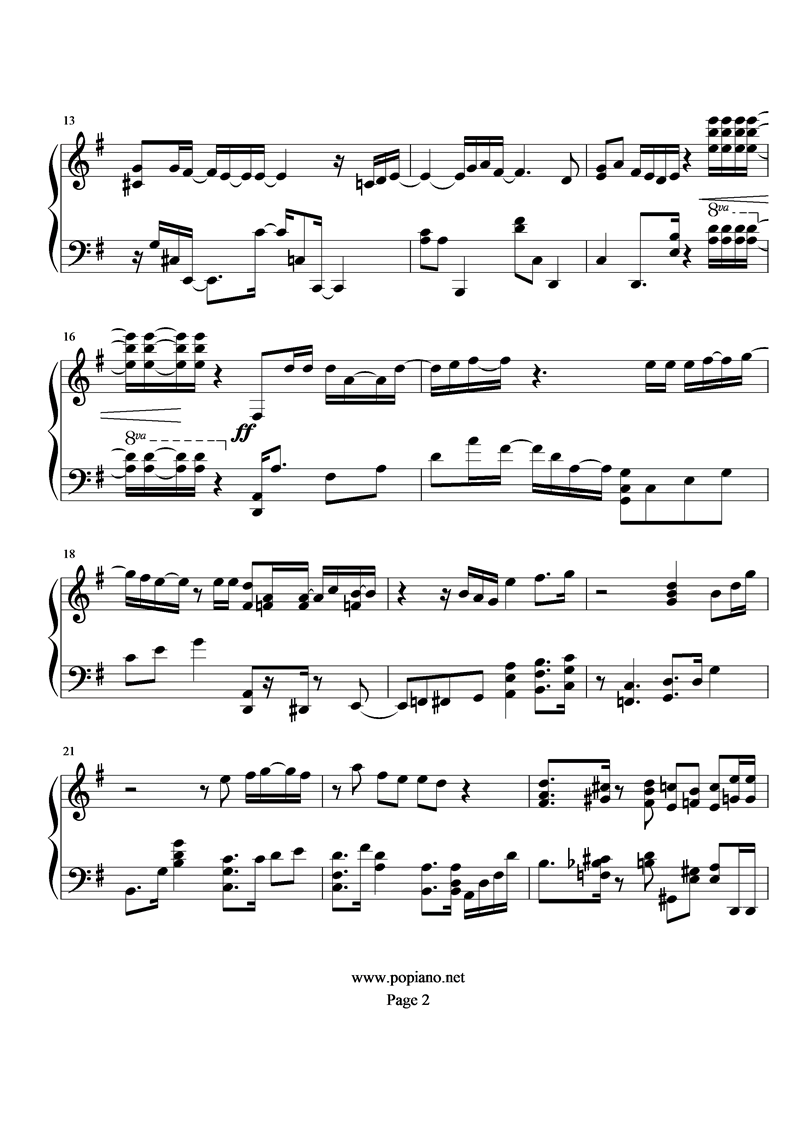 《圣斗士星矢》天马梦想钢琴曲谱（图2）
