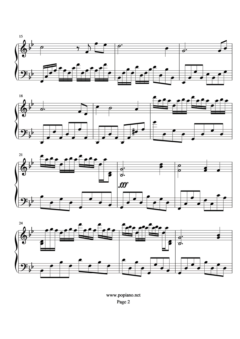 《圣斗士星矢》牺牲钢琴曲谱（图2）