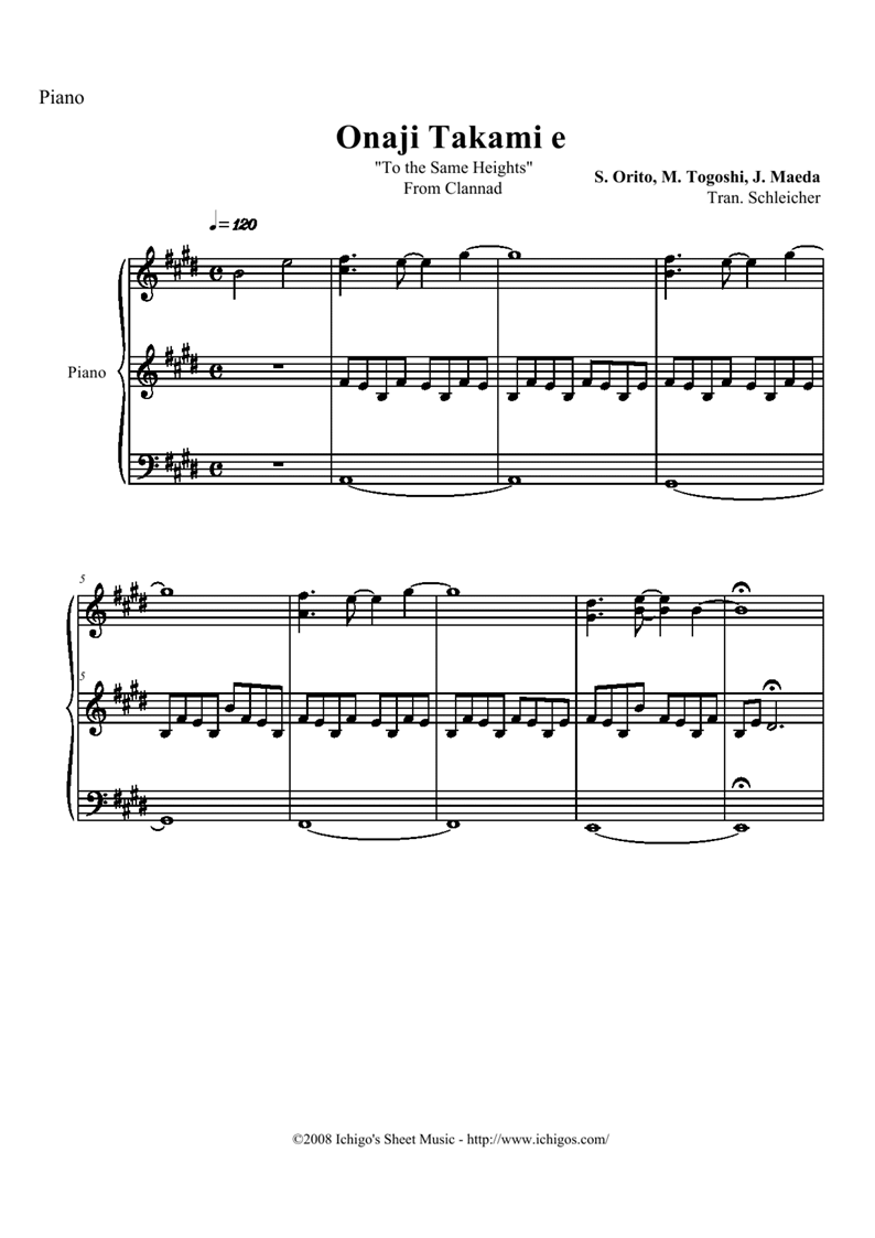onaji takamie钢琴曲谱（图1）