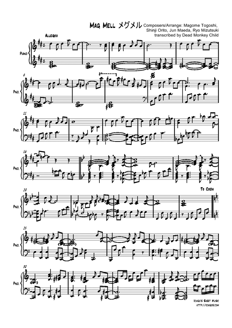 mag mell钢琴曲谱（图1）