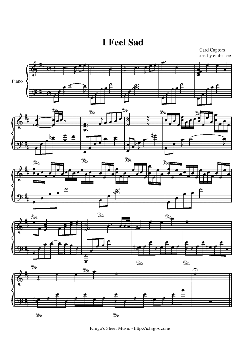 I Feel Sad钢琴曲谱（图1）