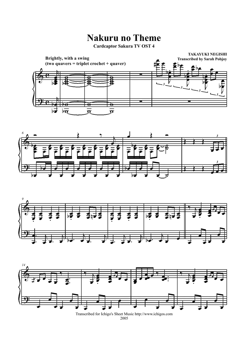 Nakuru No Theme钢琴曲谱（图1）